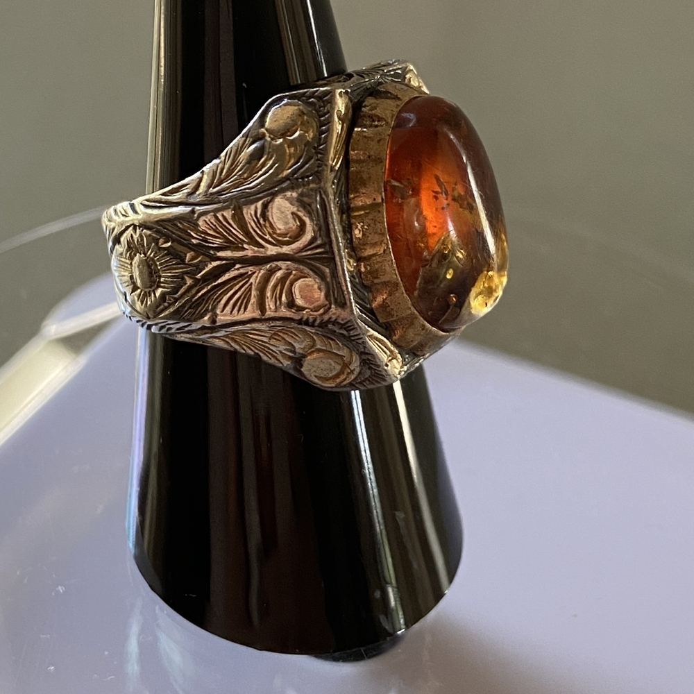 Amber Silver 925 Plated Ring